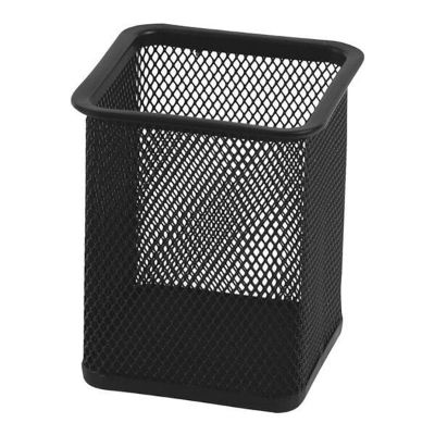 ČAŠA ZA OLOVKE METALNA ČETVRTASTA ŽICA SREBRNA 8X8X9,8CM LD01--39