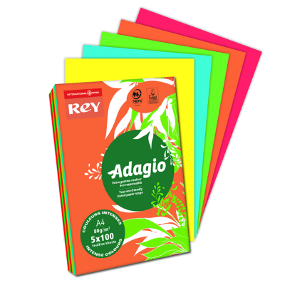 Papir fotokopirni Adagio Mix Intenzivne boje 5X100 80gr.