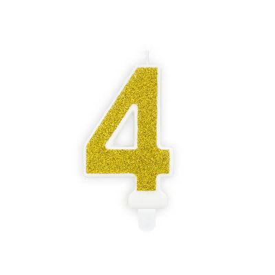 Svjećica zlatna s gliterom broj 4