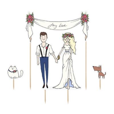 Dekoracija za tortu Boho mladenci 2