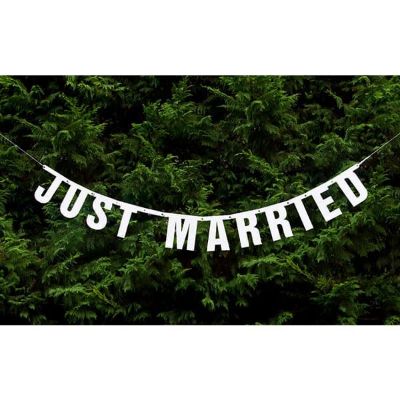 Natpis Just married bijeli s gliterom