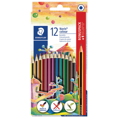 Boje drvene 12 boja Noris colour+olovka grafitna HB gratis Staedtler