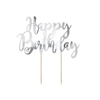 DEKORACIJA ZA TORTU HAPPY BIRTHDAY SREBRNA KPT11-018M