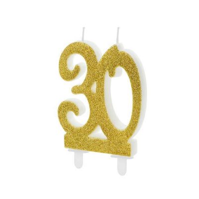Svjećica zlatna s gliterom broj 30