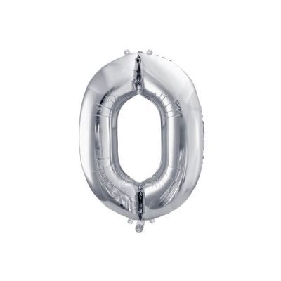 Baloni od folije srebrni 86 cm broj 0