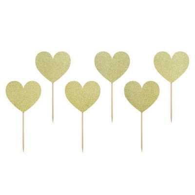 Dekoracija za kolače Zlatna srca s gliterom