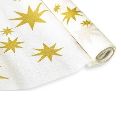 Krep papir Jolly bijeli sa zlatnim zvjezdicama