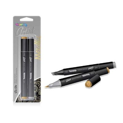 Flomaster marker za skiciranje 2/1 zlatni i srebrni. Colorino