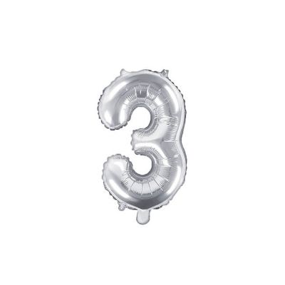 Baloni od folije srebrni 35 cm broj 3