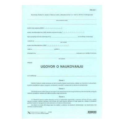 Ugovor o naukovanju - plavi
