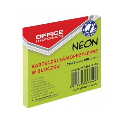 Samoljepljivi blok 76 x 76 mm, 100 listića – neon zeleni (14046611-02)