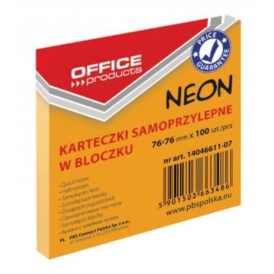 Samoljepljivi blok 76 x 76 mm, 100 listića – neon narančasti (14046611-07)