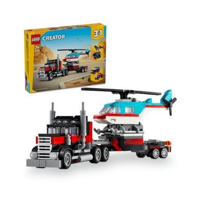 LEGO CREATOR 31146 KAMION S RAVNOM PRIKOLICOM I HELIKOPTER