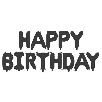 BALON FOLIJSKI HAPPY BIRTHDAY 340X35CM CRNI FB6T-010