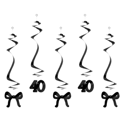 VISEĆI UKRAS ZA 40-TI ROĐENDAN SA CRNIM MAŠNAMA 50CM 5/1 SWID7-40-10