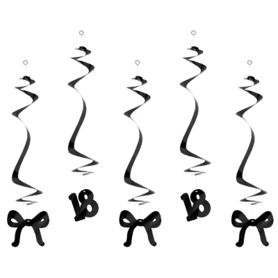 VISEĆI UKRAS ZA 18-TI ROĐENDAN SA CRNIM MAŠNAMA 50CM 5/1 SWID7-18-010