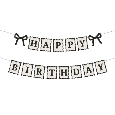 BANNER HAPPY BIRTHDAY S MAŠNAMA KREM-CRNI GRL133