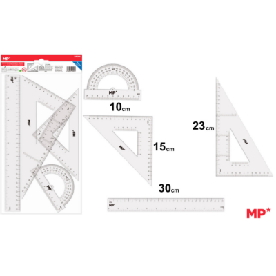 GEOMETRIJSKI SET 4/1 30CM SREDNJI PROZIRNI MP PA144